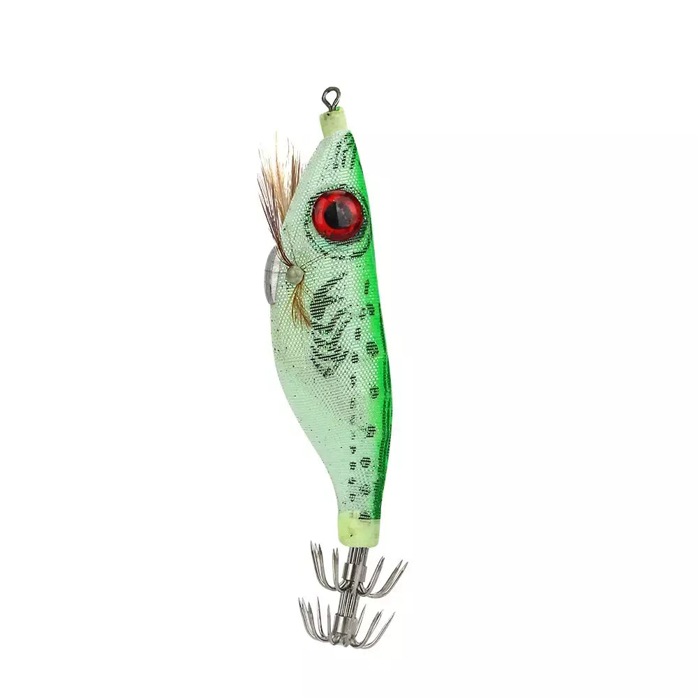 Dndyuju 5 pçs 9g/10cm isca de pesca chumbo chumbada lula gabarito gancho conjunto camarão de madeira artificial polvo choco camarão isca dura