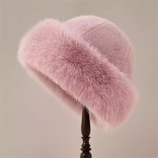 Chapéu de balde de peles artificiais fofo para mulheres, chapéu luxuoso de pescador, boné Panamá grosso e quente, dia frio, inverno, 2023, 2023