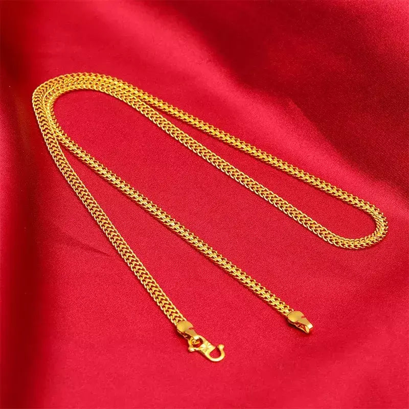 Feminino 9999 24k ouro real massa frita torção corrente colar de ouro moda massa frita torções colar de jóias de ouro