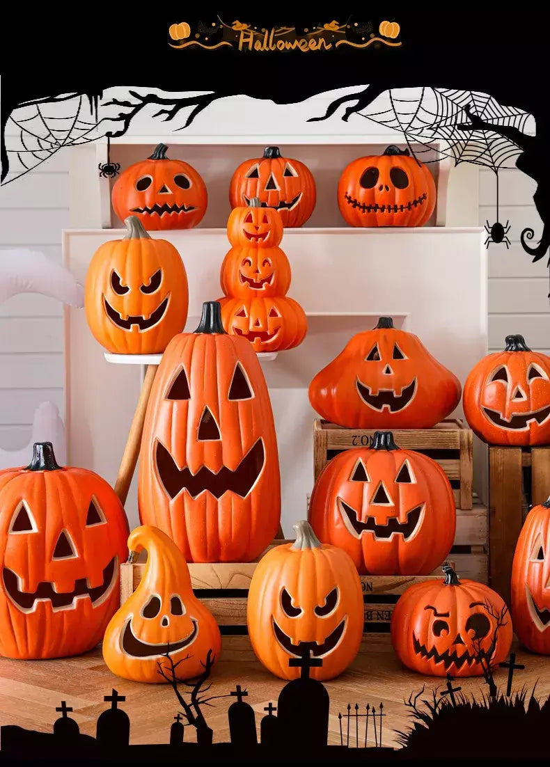 Decoração de halloween abóboras lâmpada para casa quintal jardim ao ar livre decoração halloween horror casa crânio festa adereços brilho no escuro