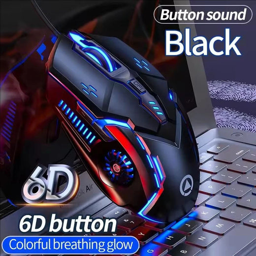 Mouse para jogos com fio RGB Mute Mause LED retroiluminado 3200dpi 6 botões G5 USB Mecânico Mause para PC Laptop Computador Gamer
