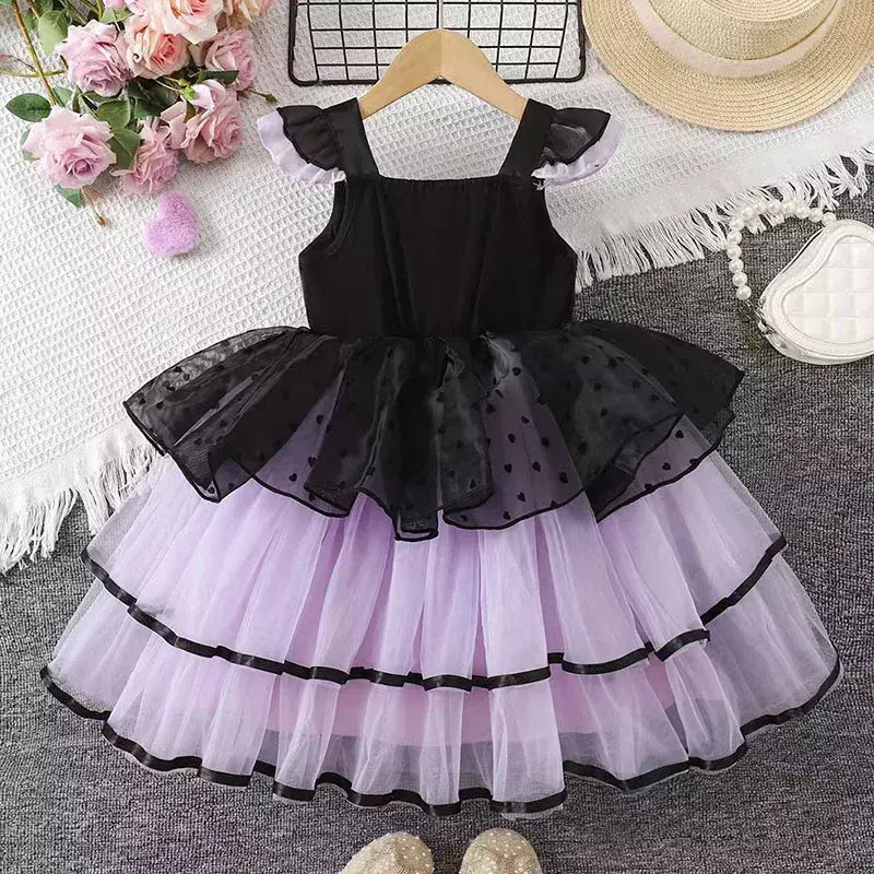 Vestido de menina de halloween vampiro vestido fofo para meninas crianças vestido de princesa roxo roupas legais lolita fantasia de festa de carnaval