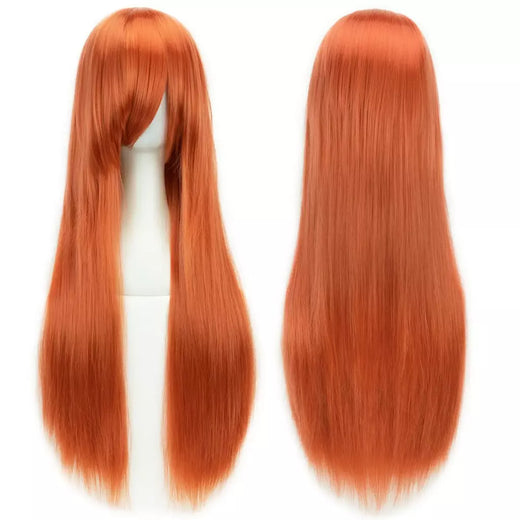 80cm longo cabelo sintético branco roxo cosplay perucas festa cabelo preto para mulheres peruca reta peruca