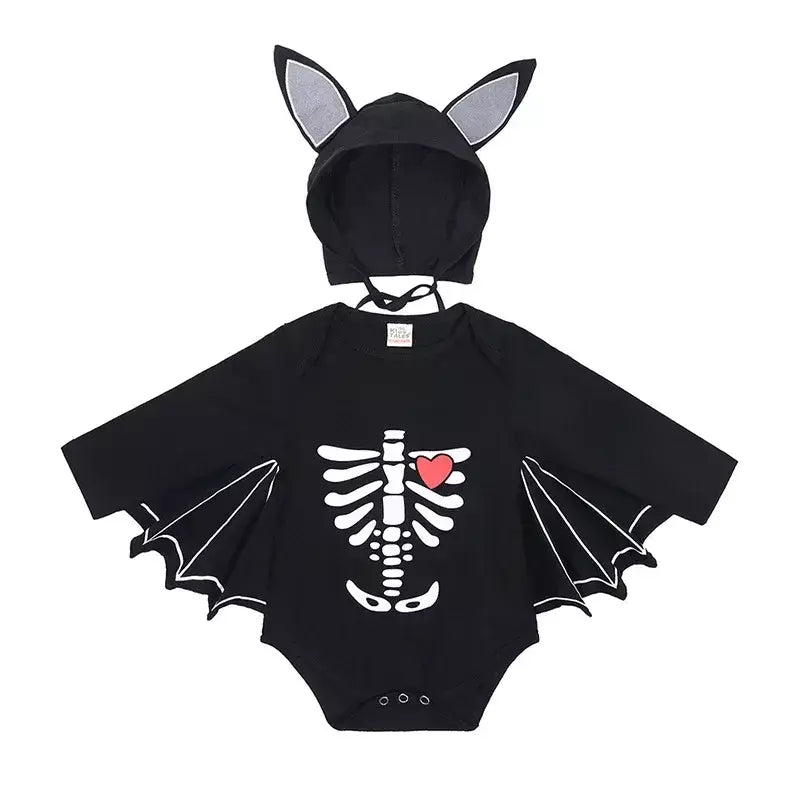 Umorden 2 pçs/set unissex morcego preto traje do bebê meninas meninos meu primeiro roupa de halloween algodão 3-6m 6-12m 12-18m 18-24m