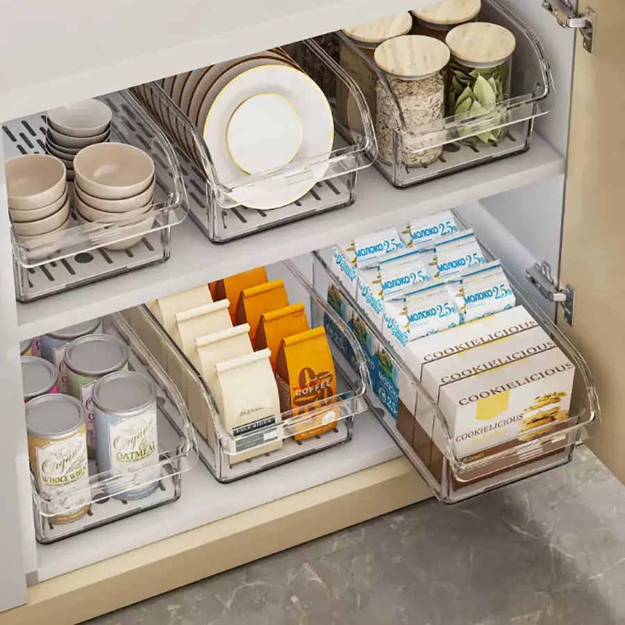 Organizador de geladeira transparente, caixas organizadoras de geladeira, organizadores de geladeira e recipientes de armazenamento para frutas, vegetais, alimentos, bebidas