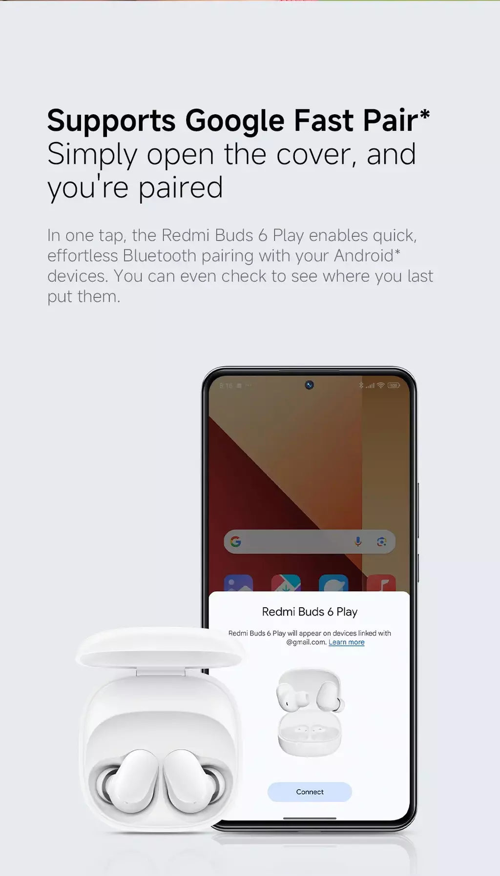 Estreia mundial xiaomi redmi buds 6 play 10mm driver dinâmico ai cancelamento de ruído para chamadas bluetooth 5.4 tws fones de ouvido