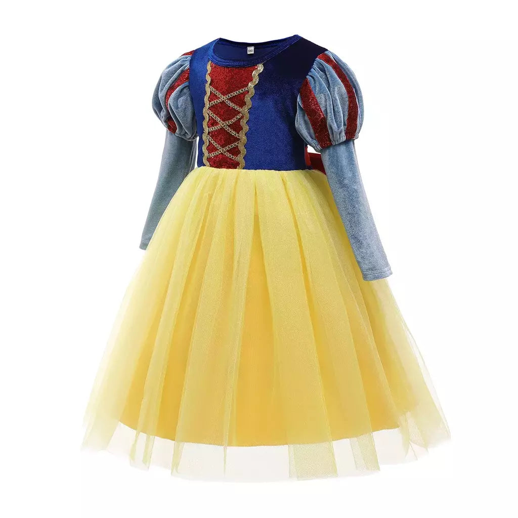 Criança neve branca traje princesa vestido de baile meninas festa aniversário fantasia veludo corpete malha tutu saia criança cosplay outfit