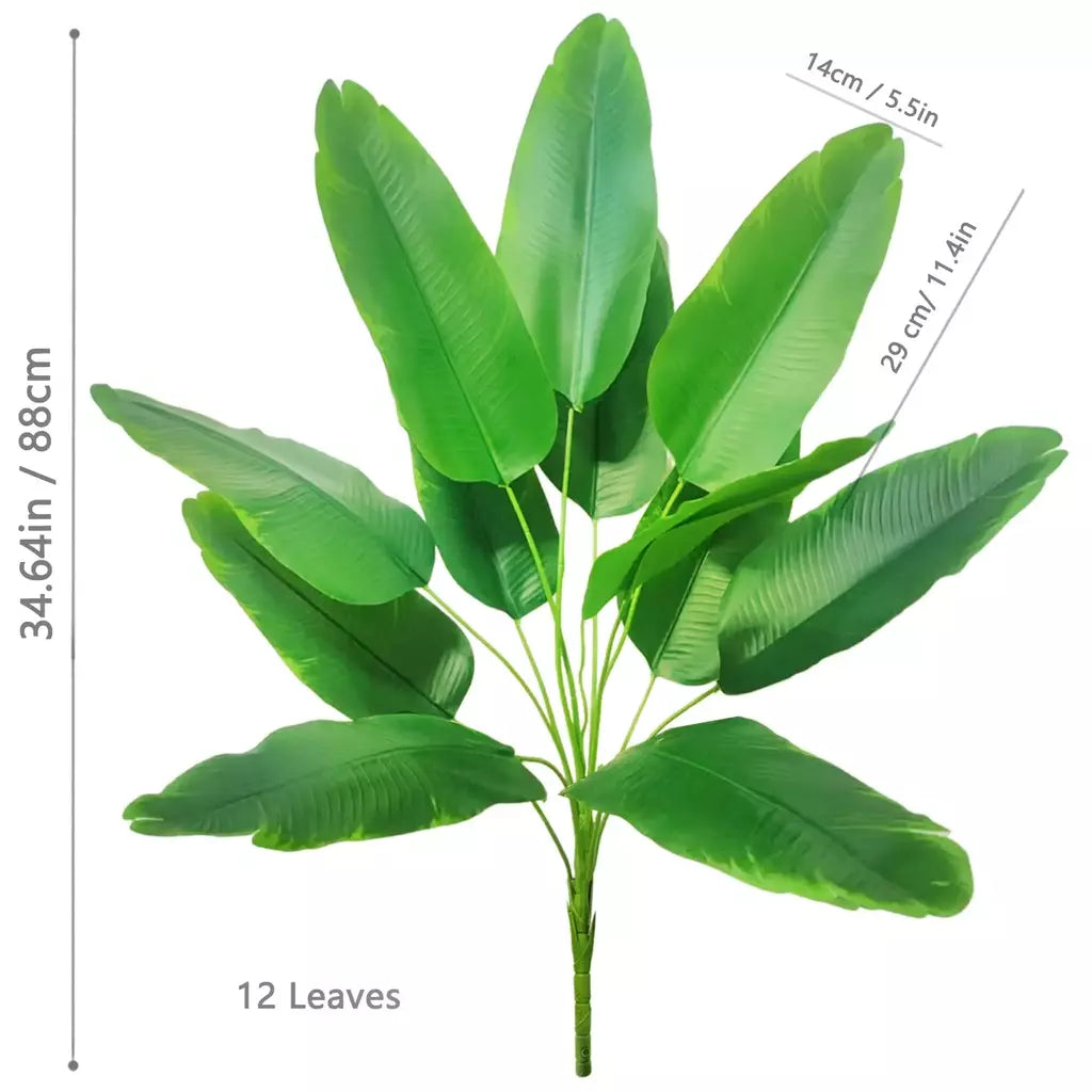 Palmeira tropical artificial 60-90-120cm(47,2 pol.) folhas de planta de banana falsa toque real planta de plástico strelitzia para jardim doméstico