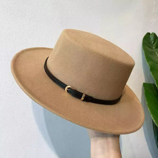 Chapéus de feltro chapéu de feltro de aba de lã decorado com fivela de cinto chapéus de feltro de lã retro boné de jazz inverno outono quente estilo britânico bonés de boater