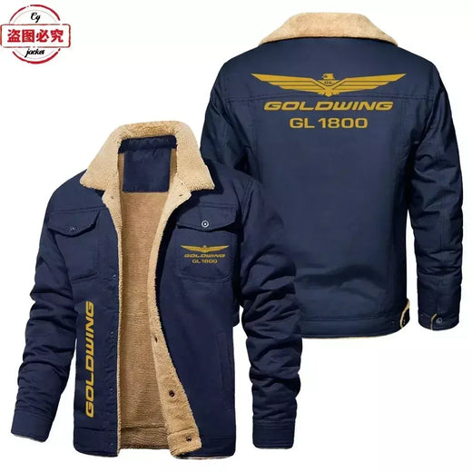 Asa de ouro 1800 logotipo da motocicleta impressão velo térmico gola alta jaqueta roupas de ciclismo roupas de corrida equipe roupas de trabalho