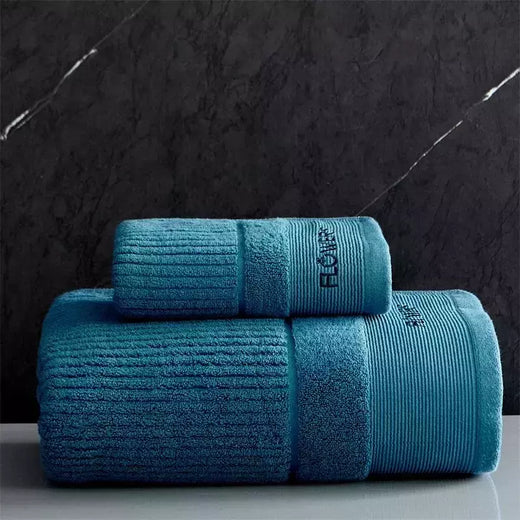 Conjunto de toalha de algodão egípcio para adultos, toalha de banho absorvente, cor sólida, bordado, toalha de rosto macio, espessado, 100%