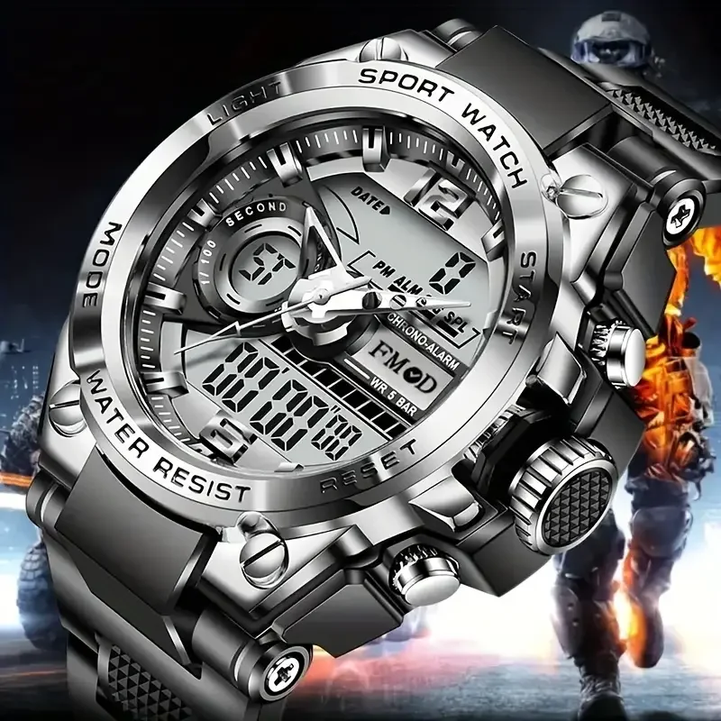 Relógio de pulso militar de aço digital masculino led relógio de quartzo relógio esportivo masculino grandes relógios masculinos