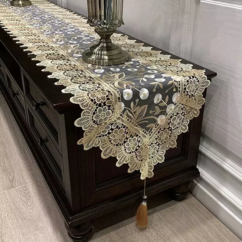 Toalha De Mesa De Renda De Flor Antiderrapante, Tampa De Mesa, Retângulo, Cozinha, Jantar, Café, Festa, Mesa, Decoração Do Armário