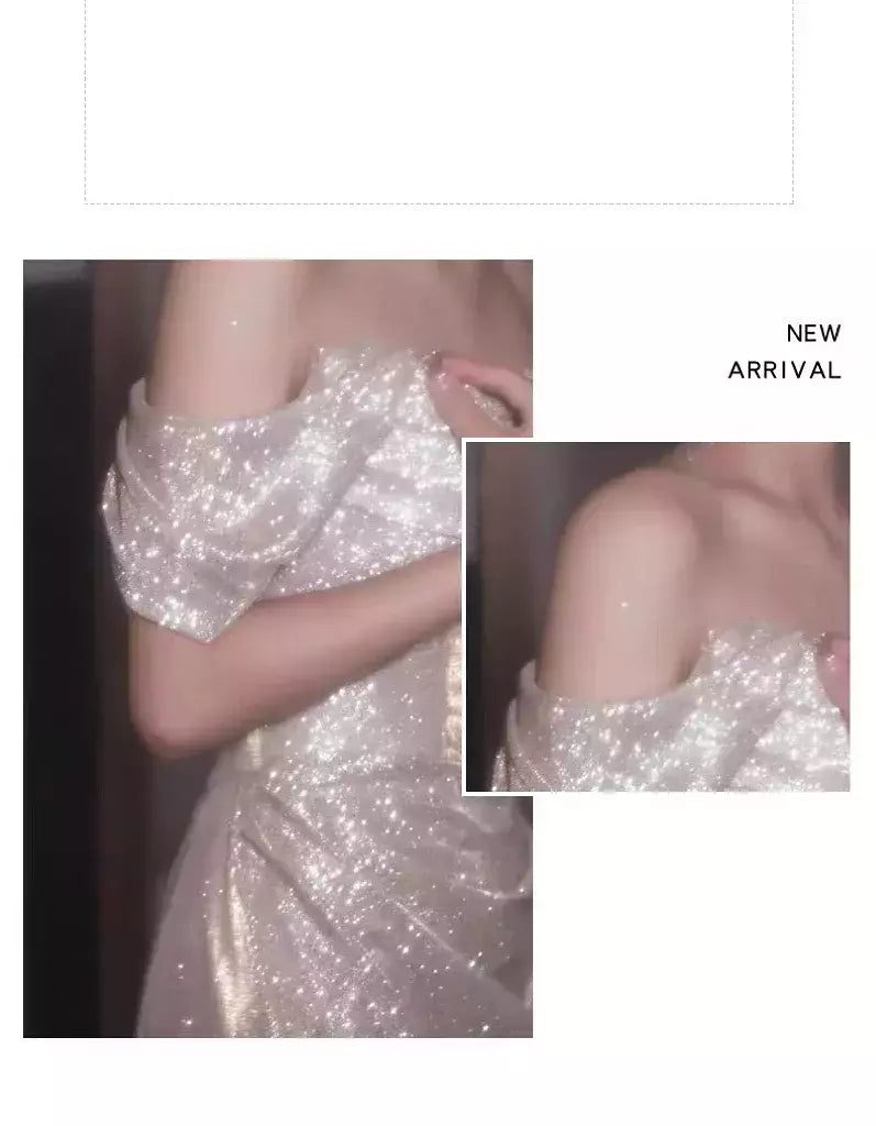 Vestido sereia ruched, lantejoulas sexy sem mangas, rabo de peixe leve, longo, cerimônia do anfitrião, vestido de baile de festa, banquete luxuoso