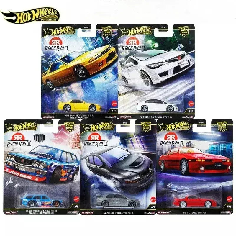 Hot Wheels Premium 2025 FPY86 Ronin Run 2, cultura de carro com etiqueta dourada, modelos fundidos em escala 1:64, brinquedos colecionáveis, presente para crianças