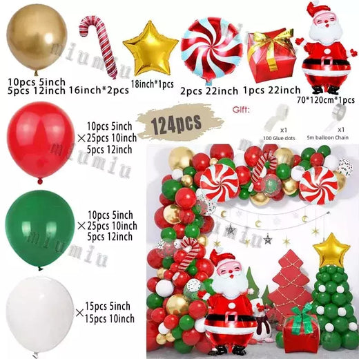 Decorações balões de natal guirlanda arco vermelho metálico ouro com homem de gengibre estrelas balão foil para decoração de festa de natal