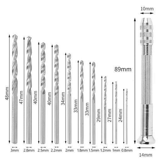 0.8-3.0mm mini broca manual ferramentas para trabalhar madeira ferramenta rotativa de perfuração manual torção broca relojoeiro pino vice ferramentas de reparo de relógio