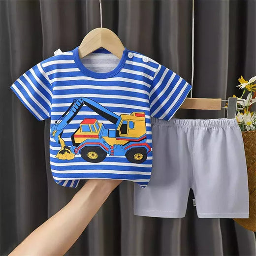 Conjunto de 2 peças e shorts para crianças, pijama de algodão com desenhos animados, zebra, impressão de dinossauro, roupas novas de noite para 1 a 6 anos