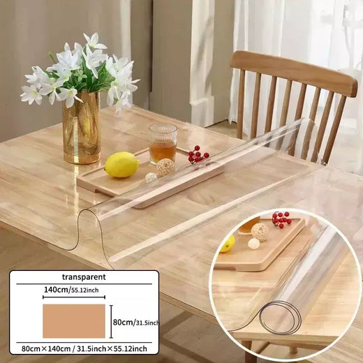 Transparente PVC Toalha De Mesa, Toalha De Mesa De Vidro Macio, Impermeável, À Prova De Óleo, Cozinha, Tampa De Mesa Retangular, Matte Clear