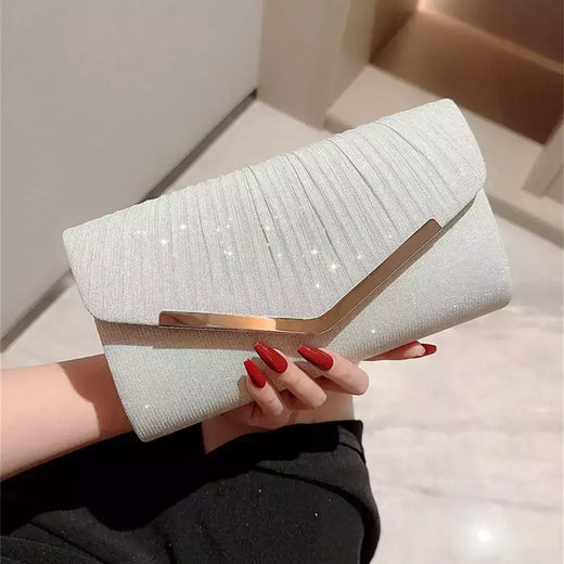 Bolsa de noite prateada dourada para mulheres, moda elegante, embreagem de banquete, bolsa de ombro feminina, festa de casamento