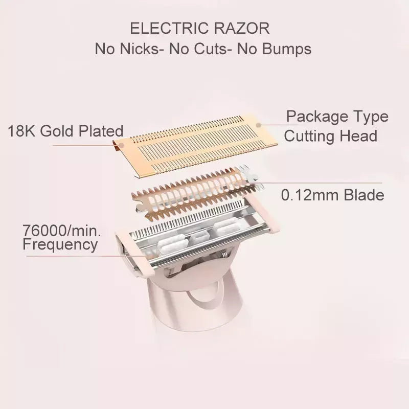 Portátil USB recarregável indolor feminino barbeador, perna e axila cabelo, aparador de barbear elétrico para mulheres, senhoras