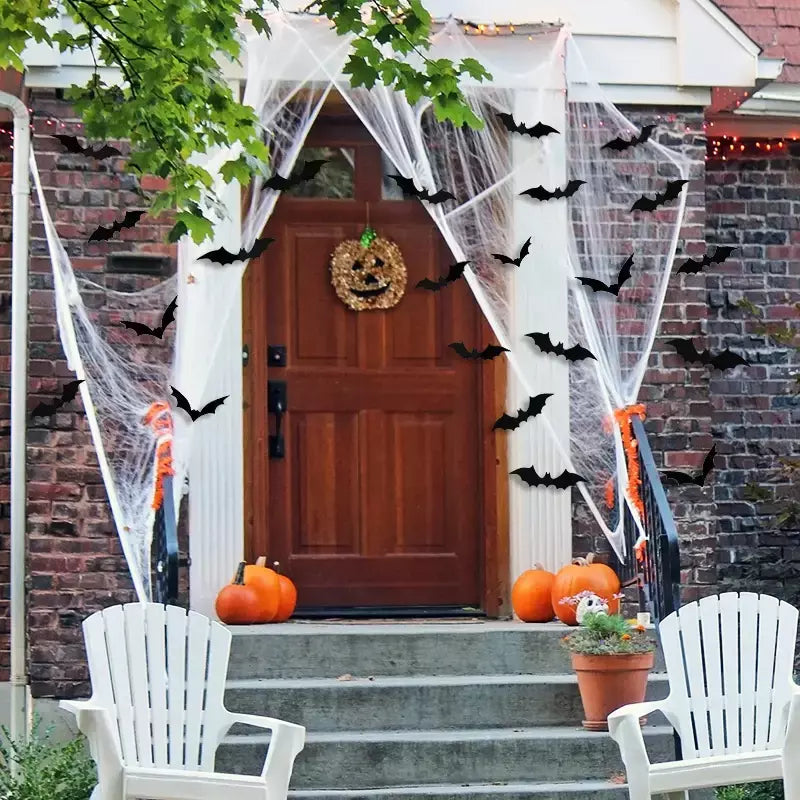 Halloween 3d morcego preto adesivos de parede para casa quarto decoração interior adereços assustadores crianças festa favores decalques parede janela adesivo