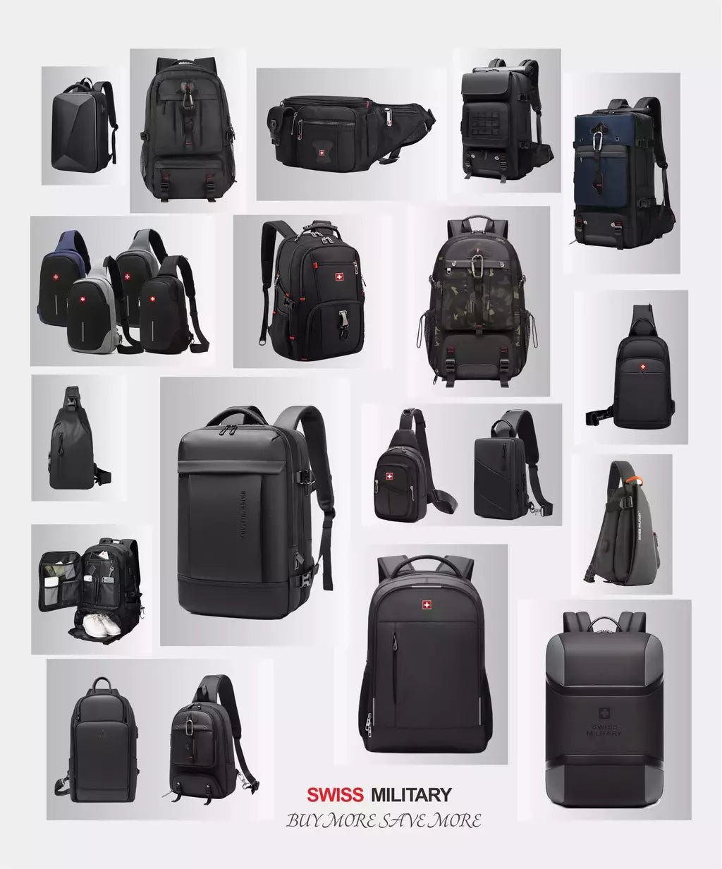 SWISS MILITARY-Mochila impermeável para laptop USB de grande capacidade 17 "para homens, mochila de negócios de moda para escola, mochila