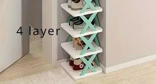 Sapateira dobrável e destacável de várias camadas, plástico, espaço familiar, adequado para quartos do corredor, 1pc