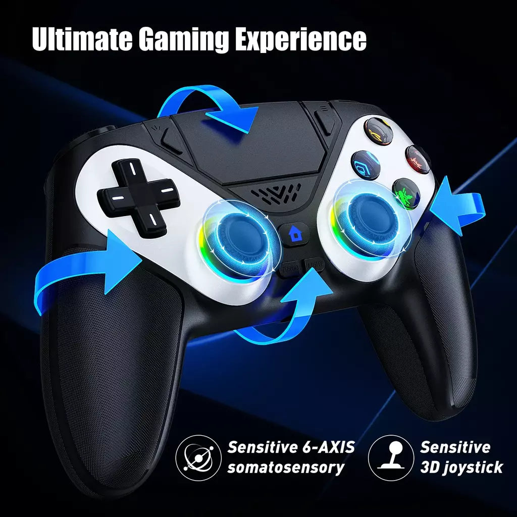 Controlador para ps5/playstion 5 pro/slim/pc console sem fio gamepad jogo joystick luzes rgb turbo touchpad hall gatilho rocker