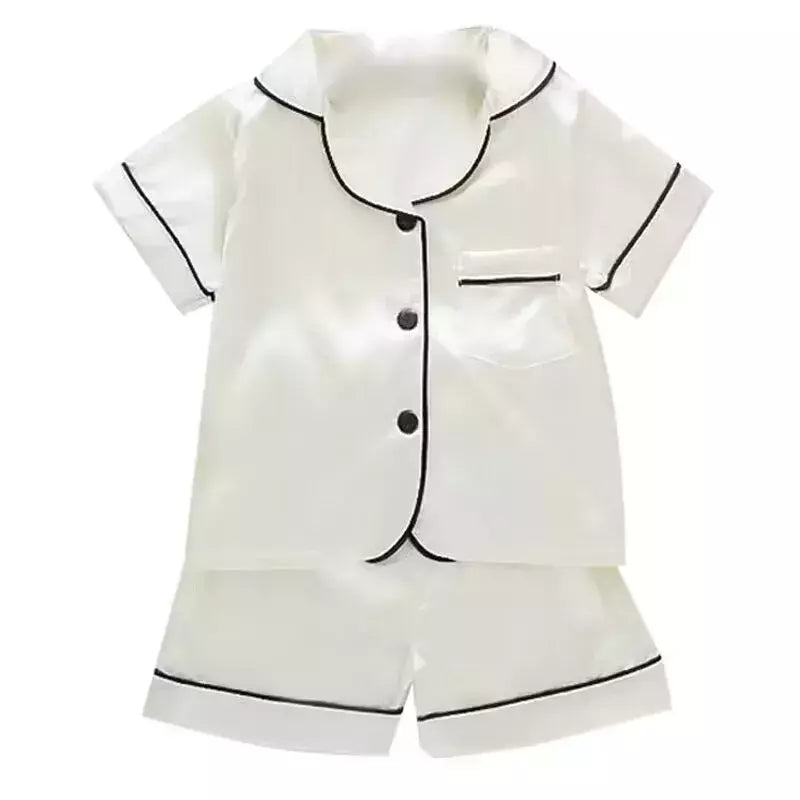 Pijama de manga comprida para meninos e meninas, roupa de casa confortável, calças de seda novas, primavera e outono, 0-4 anos
