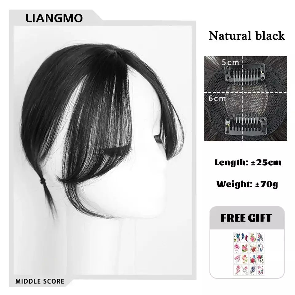 Lm fino 3d ar franja de cabelo em linha reta puro franja clipe em extensões de cabelo topper franja 3d invisível sem costura cabeça peruca de cabelo