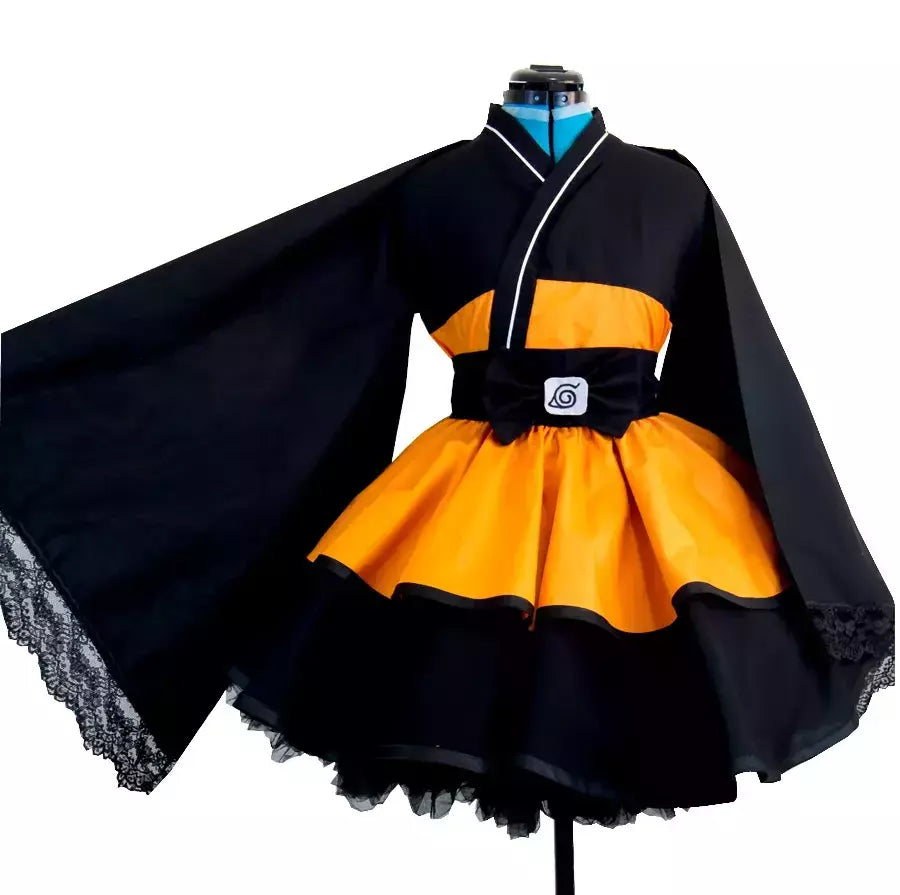 Anime shippuden uzumaki cosplay traje sexo réversão quimono lolita vestido meninas feminino japão estilo vestidos