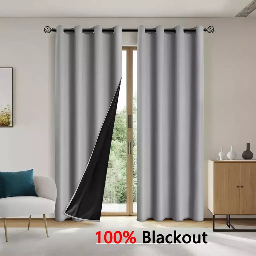 Cortinas monocromáticas blackout, sombreamento completo e proteção solar, quarto e sala de estar, 100% blackout, 1pc