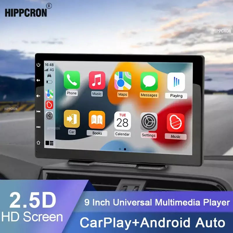 9 polegada rádio do carro reprodutor de vídeo multimídia carplay android auto ips tela toque entrada aux bluetooth mirrorlink universal