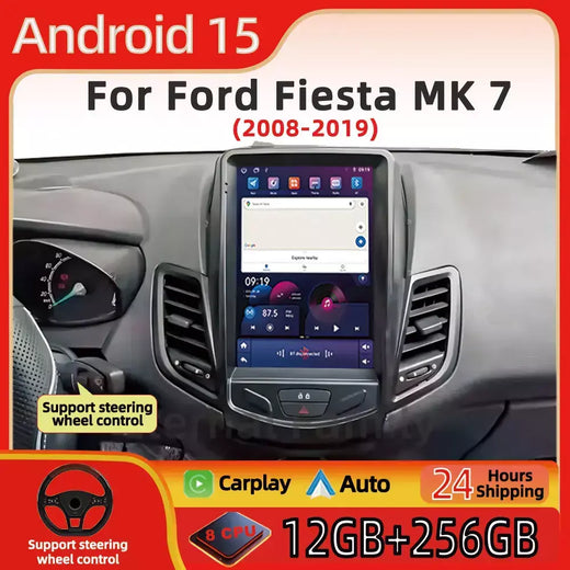 9.7 "carro para ford fiesta mk 7 2008-2019 android 15 auto rádio do carro reprodutor de vídeo multimídia navegação estéreo 4g bt wifi estéreo gps