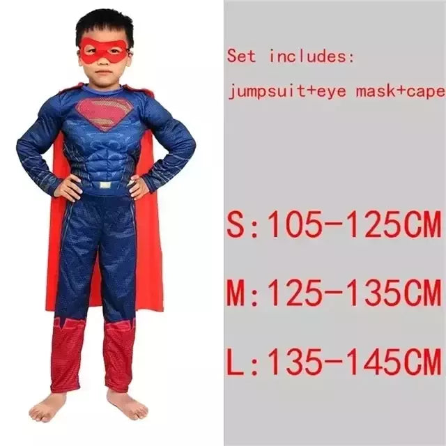 Super-herói homem aranha capitão américa homem de ferro thor hulk batman cosplay traje muscular bodysuit macacão para crianças festa de halloween