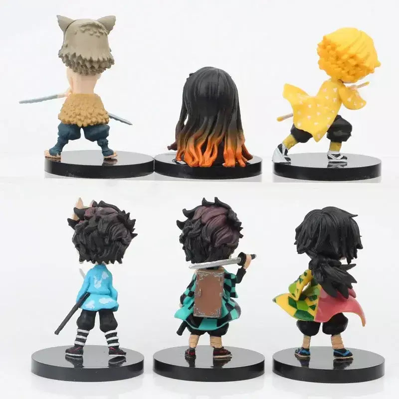 6 pçs/set 6cm Anime Demon Slayer Boneca Brinquedo Q Posket Kimetsu No Yaiba Kamado Tanjirou Kamado Nezuko Agatsuma Figuras de Ação Presentes
