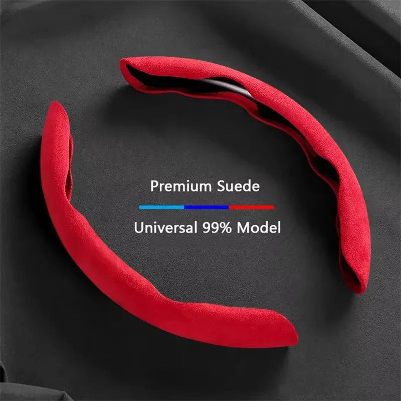Camurça universal 38cm capa de reforço de volante de carro antiderrapante auto interior protetor de direção acessórios de decoração-marrom