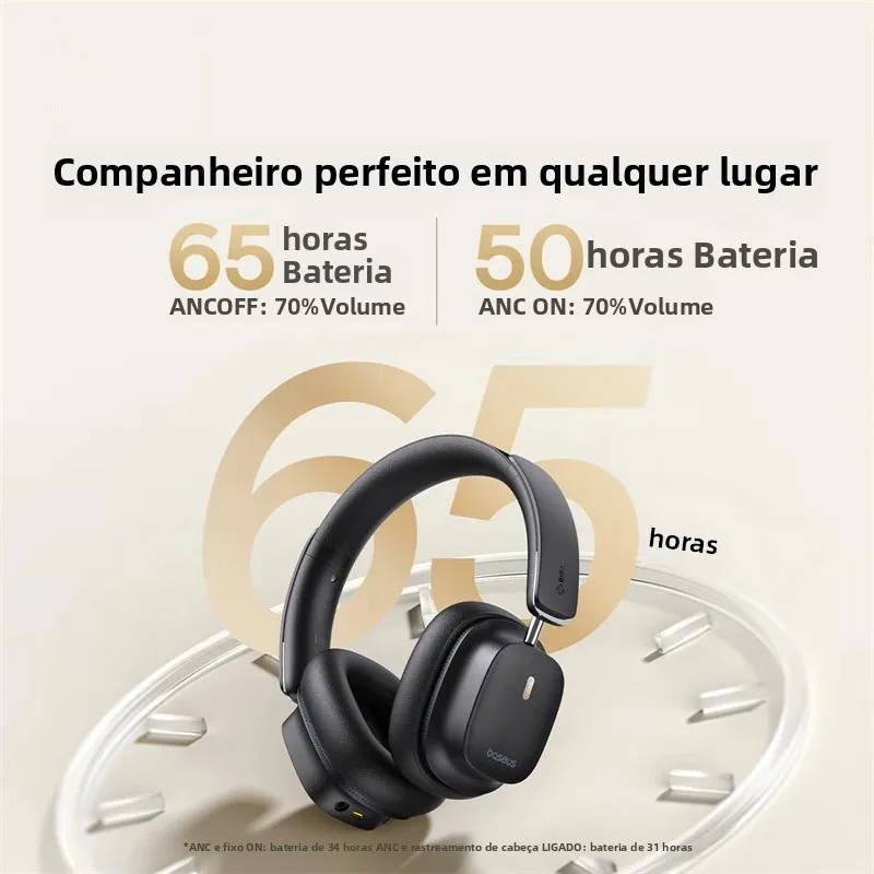 Baseus bowie 30 max fones de ouvido bluetooth 45db cancelamento de ruído hi-res ldac sobre a orelha fone de ouvido 3d áudio espacial sem fio