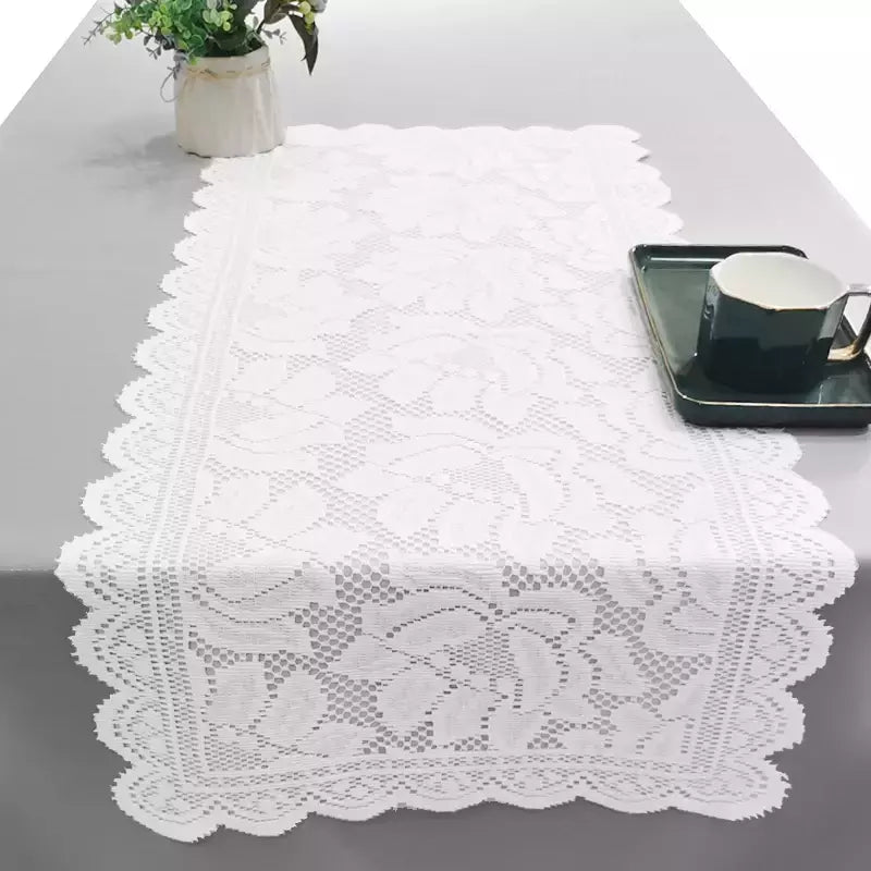 Modern Minimalista White Lace Table Runner, Nordic Style Table Decoration Set, Toalha de mesa de linho, adequado para cozinha e restaurantes