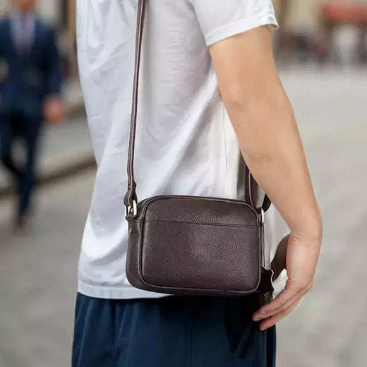 Joyir nova bolsa de ombro de couro genuíno masculino grande capacidade horizontal vintage lichia padrão ombro único saco inclinado para homem