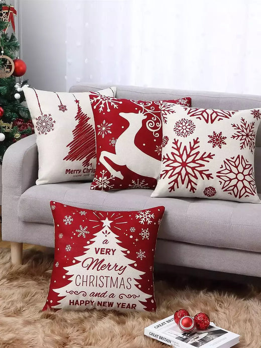 Jogue fronhas com decoração de férias, decorações de Natal, capas de sofá, conjunto de 4, 2023