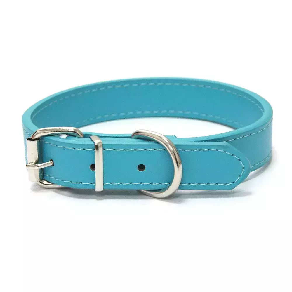 Coleira de couro para cachorro, cor sólida, ajustável, gato, filhote de cachorro, alça de pescoço, adequada para cães médios e pequenos, suprimentos para animais de estimação