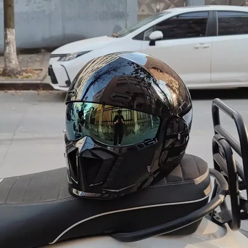 ORZ-Capacete Retro Cruise de Motocicleta, Capacete Completo Combinado Masculino e Feminino, Slot para Headphone, Bluetooth, Headphone, Orz