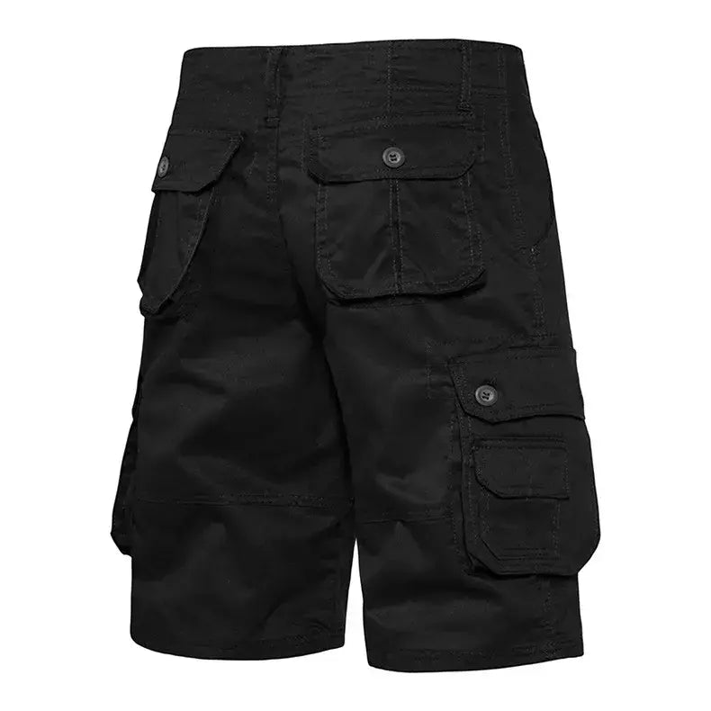 Calções de algodão de bolso múltiplo masculino, macacão de cor sólida de alta qualidade, casual ao ar livre, calças curtas esportivas, novo verão
