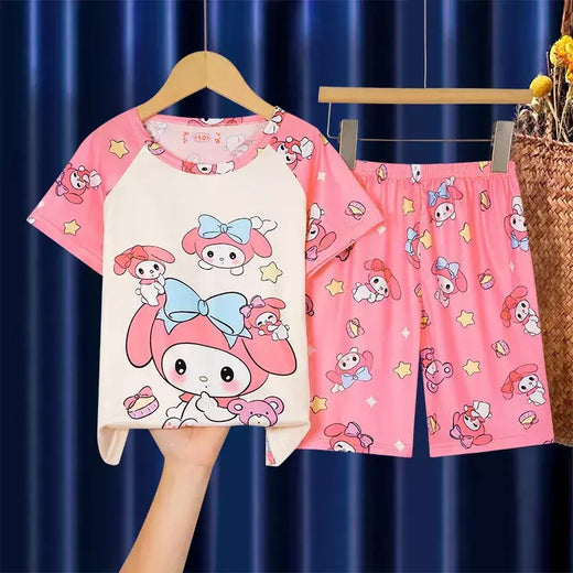 Conjunto de pijama infantil, roupa de manga curta, roupão, roupas para mães e filhos, meninos e meninas velhos, roupas de casa, verão