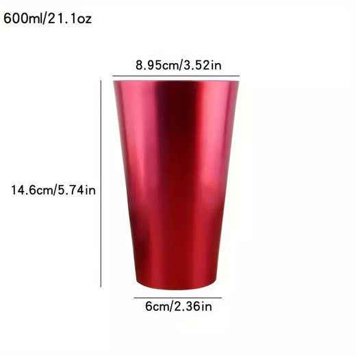 Conjunto de 6 peças 21oz/600ml barra de vidro de suco de alumínio bebida fria copo de cola copo de café reutilizável cerveja congelada cocktail copo de alumínio