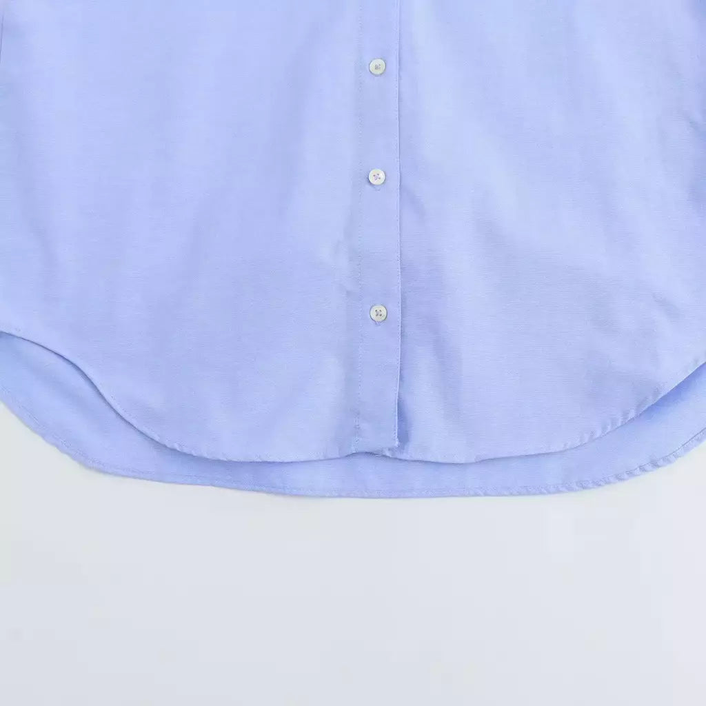 TRAF-Blusa Feminina de Algodão Lapela de Peito Único, Camisa Feminina, Tops de Manga Comprida Oxford, Chique Street Clothing, Moda Primavera