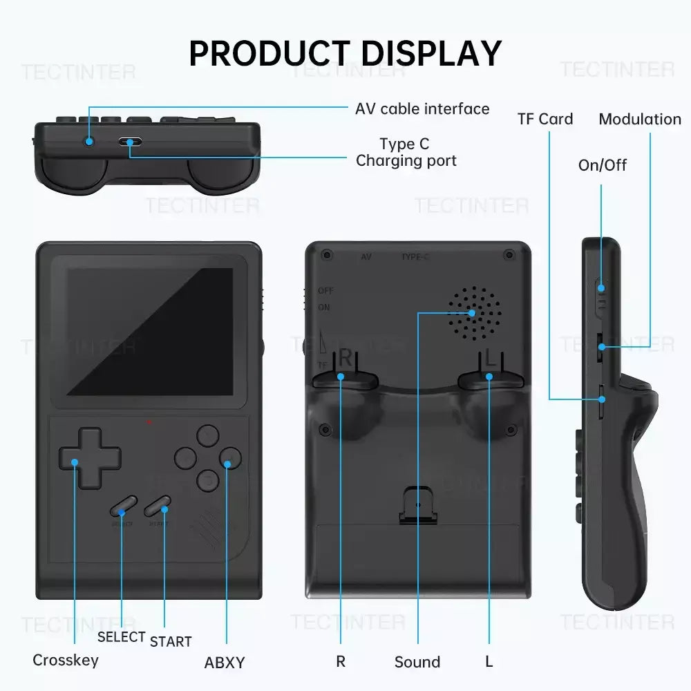 Gb300 portátil jogador de jogo portátil tela de 3.0 polegadas tv console de videogame saída av console de jogo retro embutido 8g 6000 + jogos