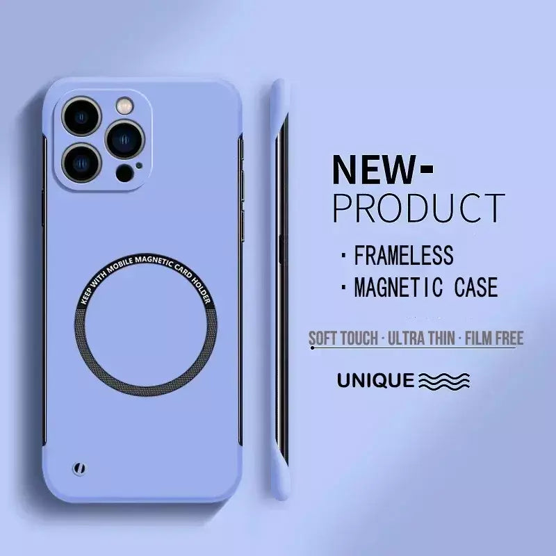 Capa de telefone ultrafina sem moldura fosca para iphone 16 15 14 13 12 11 pro max plus 5g para magsafe capa de carga magnética sem fio